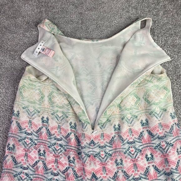 Cabi Sleeveless Top Women's Small Multicolor Mosaic Print Lightweight Lined - Picture 7 of 13